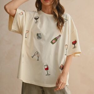 Women's cocktail embroidery Graphic Tee